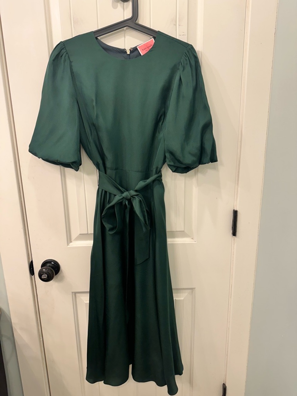 Kate Spade Matinee Silk Blend Dress 2 Emerald Green Midi Elegant Romantic Chic - Picture 2 of 8